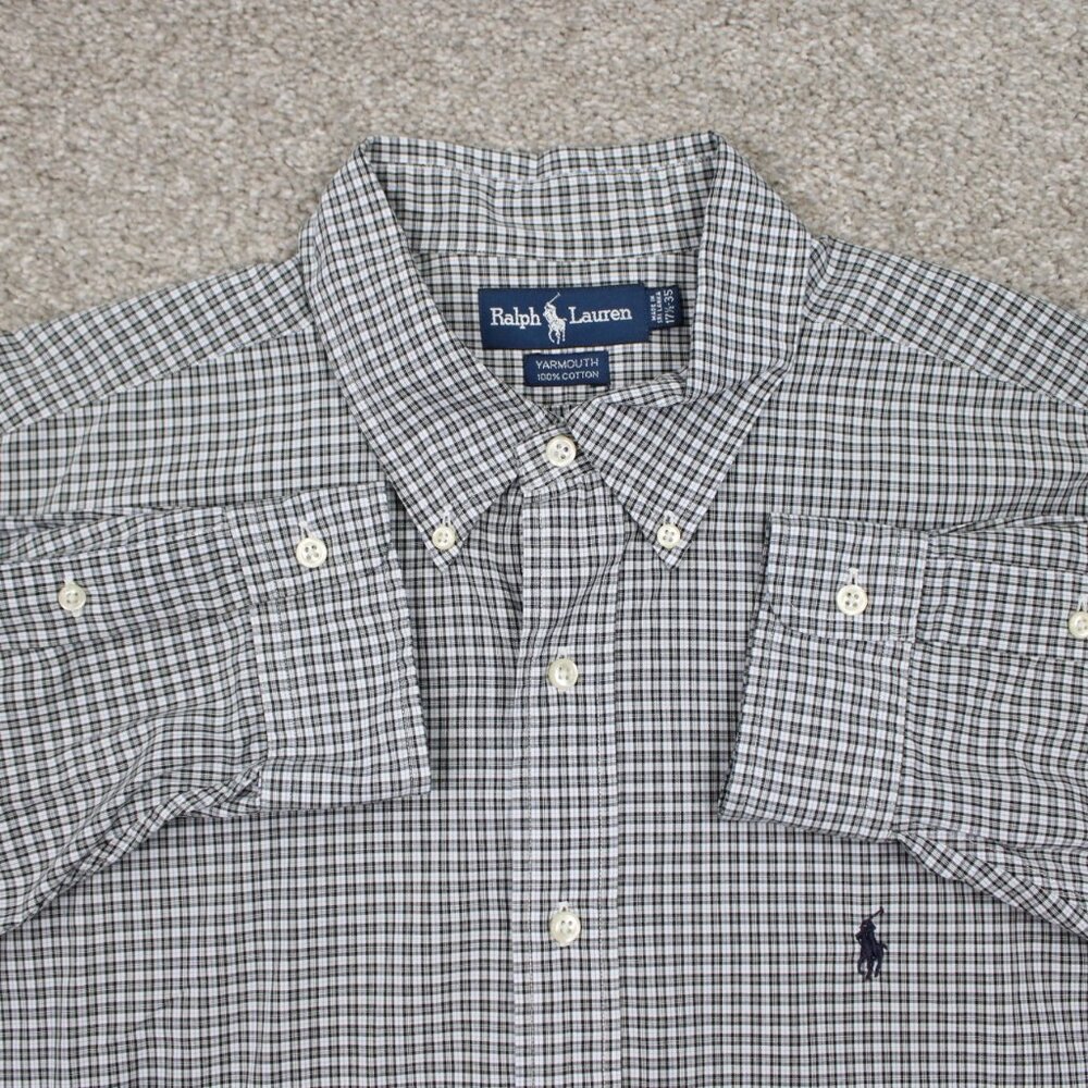 Ralph Lauren Yarmouth Dress Shirt Mens 17‎ 1/2 , 35 Black/Blue/White Cotton L/S